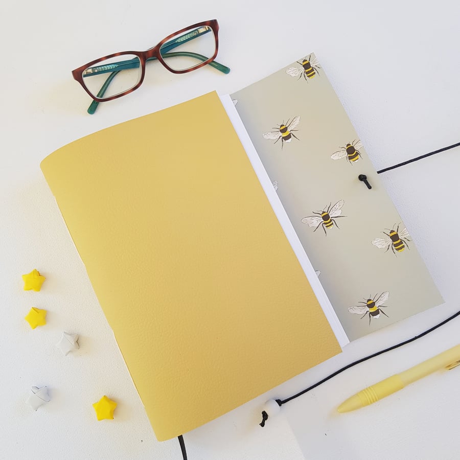 Bee Journal, Yellow Leather, A5 or A6 size, lovely Beekeeper Gift