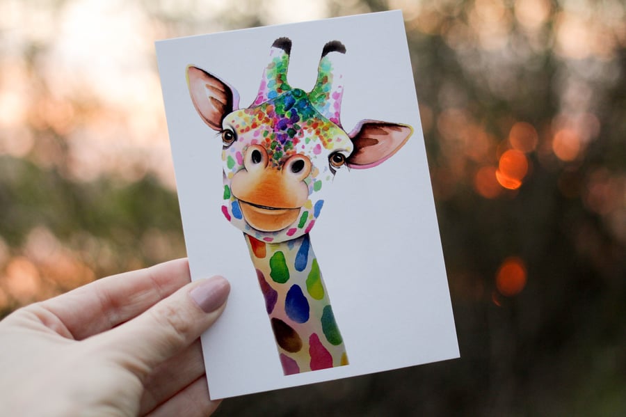 Giraffe Birthday Card, Giraffe Custom Birthday Card, Personalized Giraffe Card