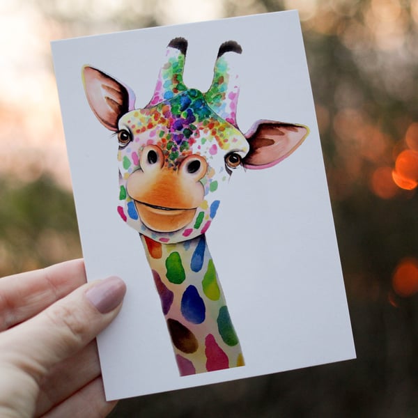 Giraffe Birthday Card, Giraffe Custom Birthday Card, Personalized Giraffe Card
