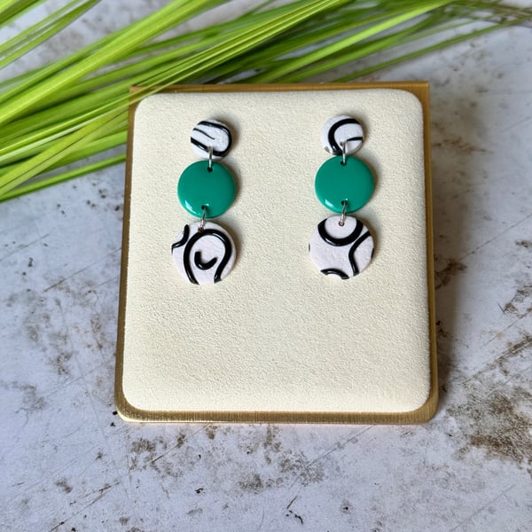 Colour & Monochrome - Triple Circle Earrings