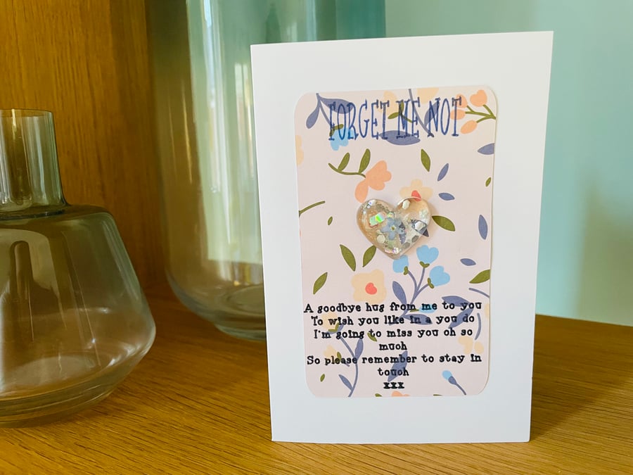 Pocket hug cards, resin keepsake card, handmade leaving cards