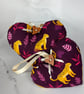 Handmade leopard cats hanging fabric hearts set of 2 - Image 2