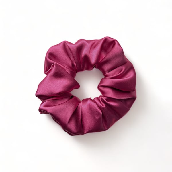 Raspberry Pink Satin Scrunchie - Large