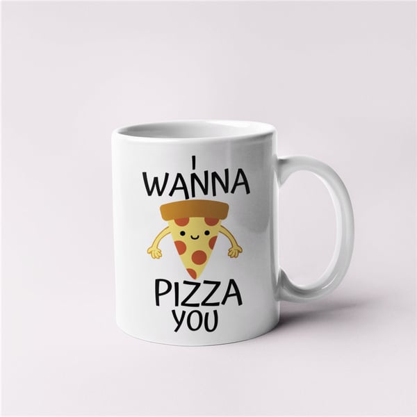 I Wanna Pizza You Anniversary Valentines Mug, Gift Idea, Funny Joke Present 