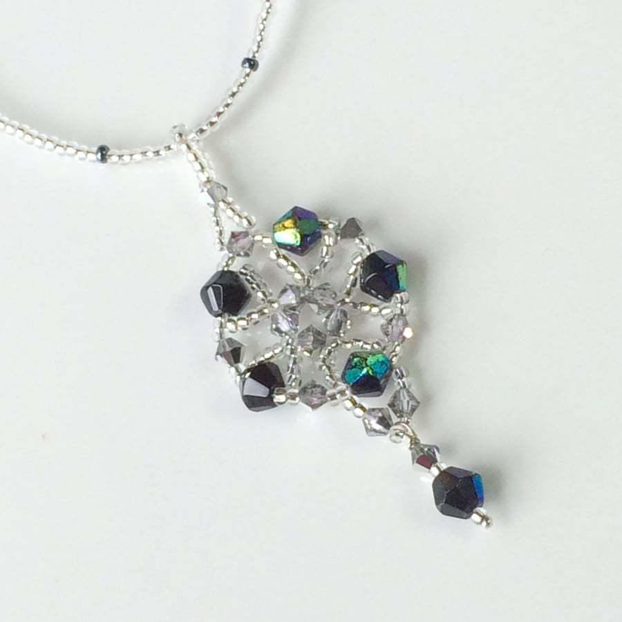 Crystal Beadwork Pendant Necklace