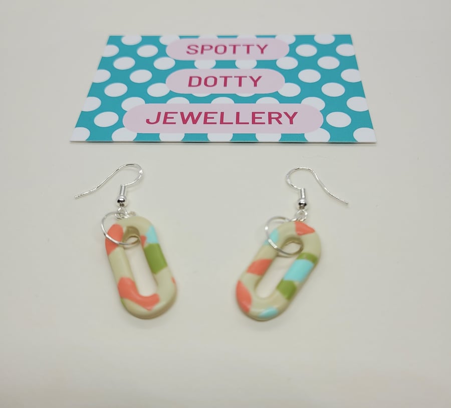 Pastel Polymer Clay Loop Dangle Earrings 