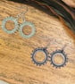 Beadwork hoop earrings in pale green and silver - Image 6