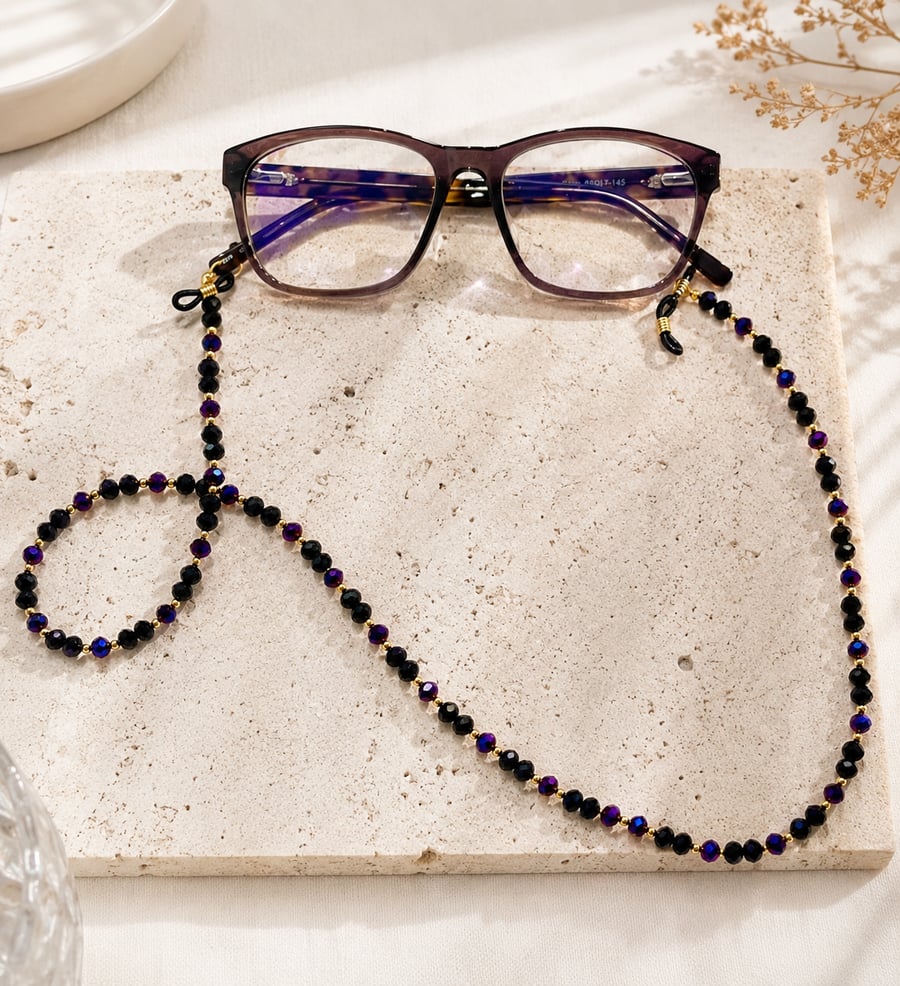Handmade Black and Purple Glasses Chain