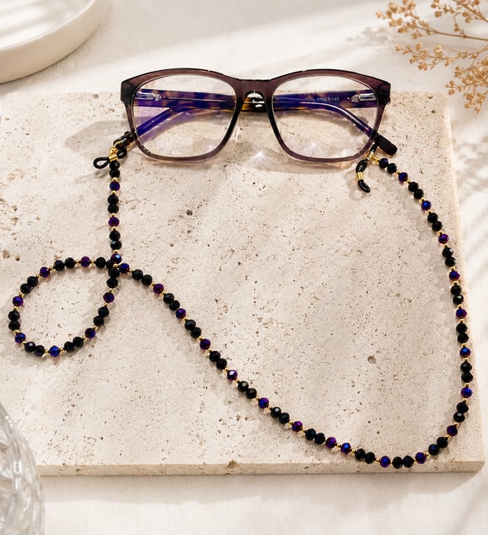 Handmade Black and Purple Glasses Chain