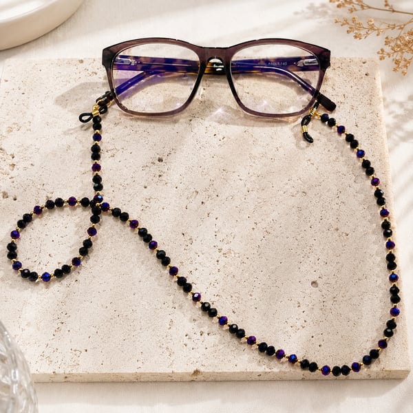 Handmade Black and Purple Glasses Chain