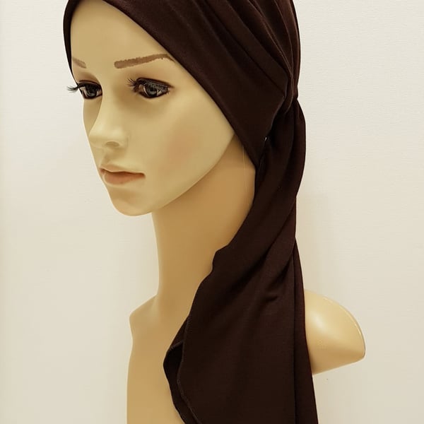 Dark brown head wear for women, bad hair day head scarf, tichel, head snood