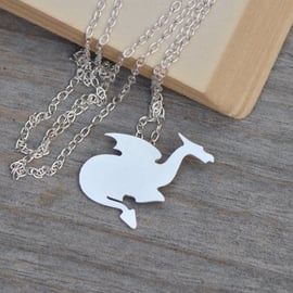 crouching dragon necklace in sterling silver