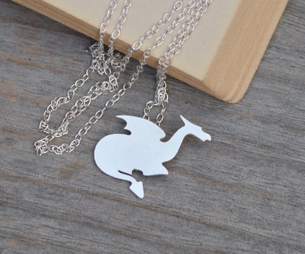 crouching dragon necklace in sterling silver