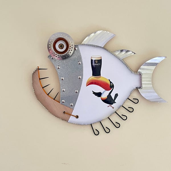 Irish Guinness St Patricks Day Weird Fish Garden Bar Fisherman Wall Hanging  