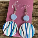 Blue Stripes Circular Hook Earring