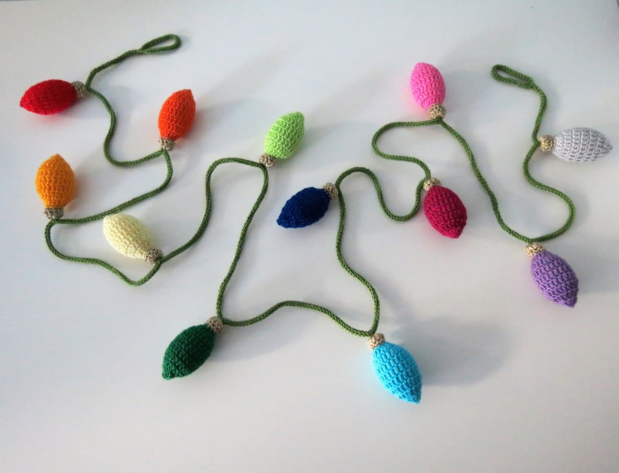 Crocheted Rainbow Bulb Garland