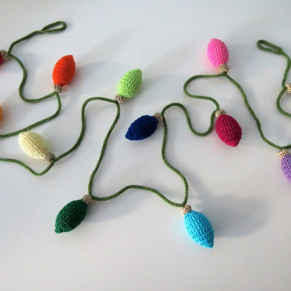 Crocheted Rainbow Bulb Garland