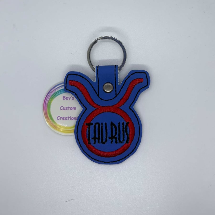 Embroidered Zodiac sign Keyring design - Taurus
