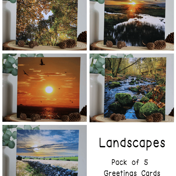 Landscapes - Pack of 5 Greetings Cards - Assorted Designs