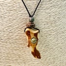Hand Carved Apple Wood Pendant necklace, unisex design