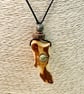 Hand Carved Apple Wood Pendant necklace, unisex design