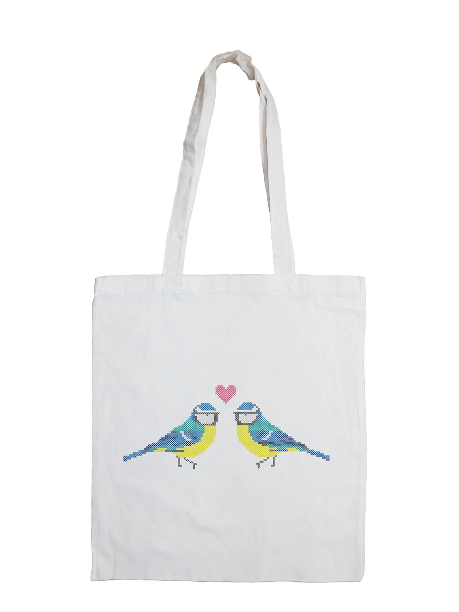 Love Birds Cotton Tote Bag