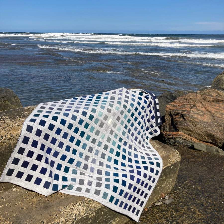 Ocean Colour Chart Handwoven Doubleweave Lambswool Blanket
