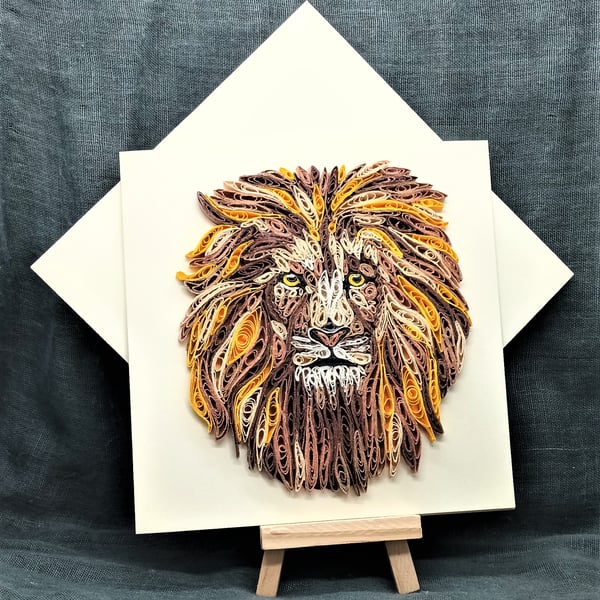 Majestic quilled lion open card