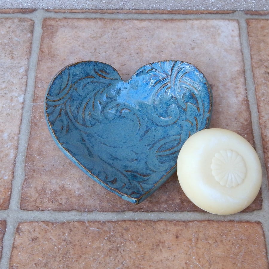 Soap dish or trinket bowl textured stoneware handmade pottery ceramic soapdish