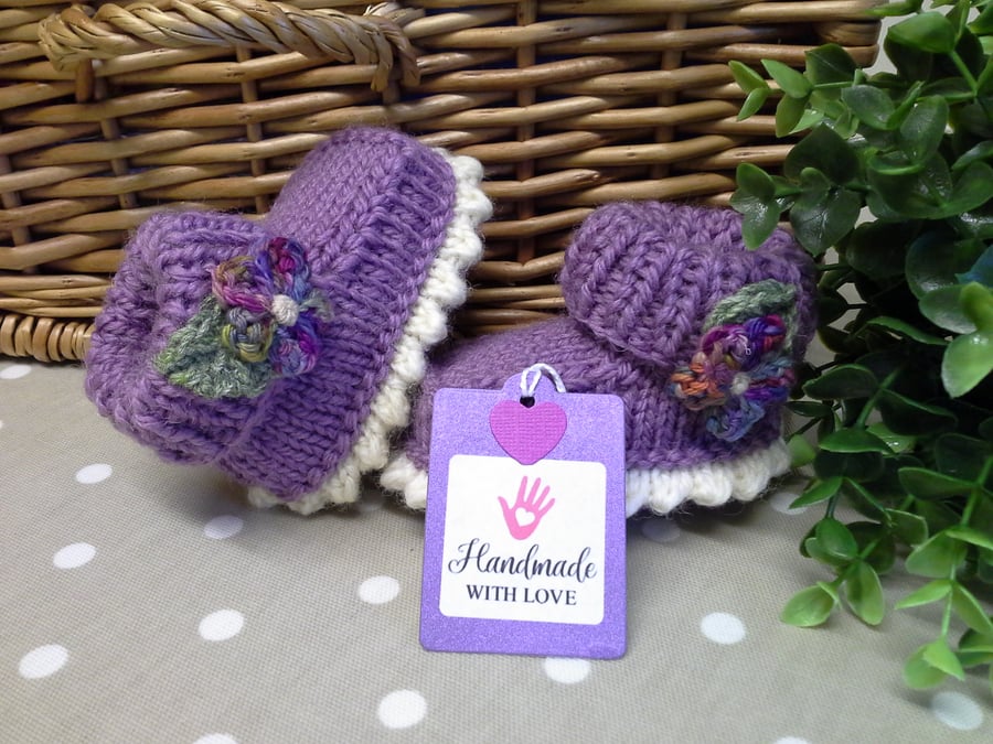 Luxery Baby Girl's  'Jeager'  Pure Merino Wool Booties  0-3 months