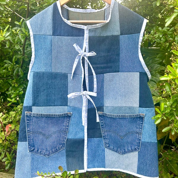 Patchwork denim waistcoat - Bohemian - Upcycled 