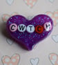 Hug or Cwtch Glitter Heart Brooch, Thinking of You Gift - Image 5