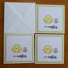 Pack of 3 Mini Easter Cards - Chick - Green Polka Dots