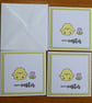 Pack of 3 Mini Easter Cards - Chick - Green Polka Dots