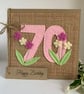 Handmade 70th Birthday Card. Keepsake Card. Textile Card. - Image 2