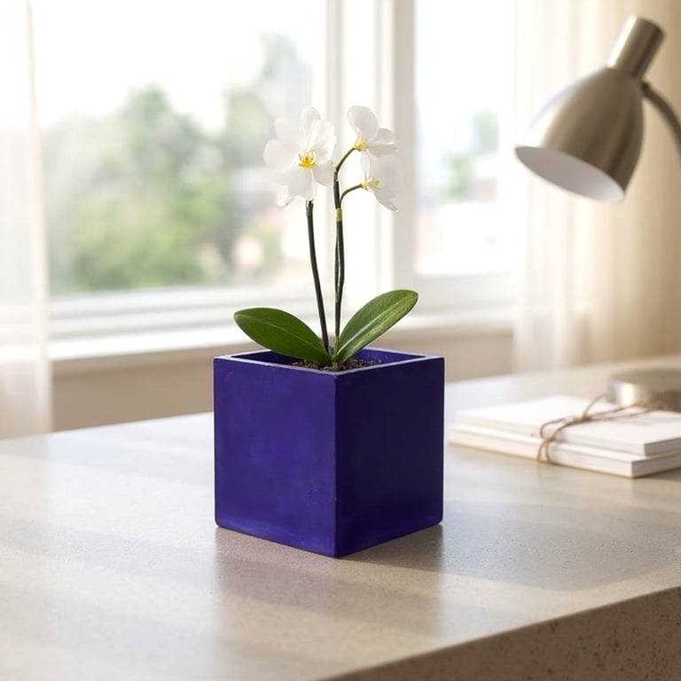 Indigo Plant Pot Cube - 10cm Unique Square Violet Planter