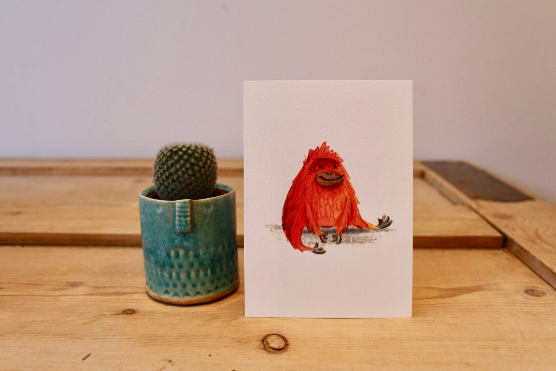 Happy Orangutan - Cute - Postcard - A6 Print