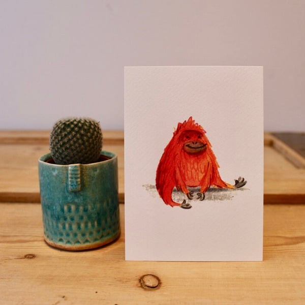Happy Orangutan - Cute - Postcard - A6 Print