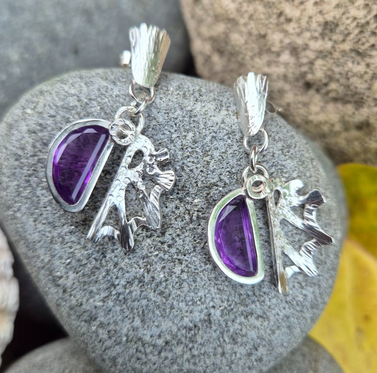 Sterling silver and amethyst earings