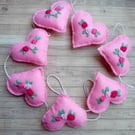 Pink Heart Embroidered Rose Garland