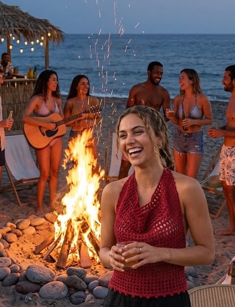 Boho Crochet Halter Top, Open Knit Festival Crop Top, Mesh Lattice Backless Shir