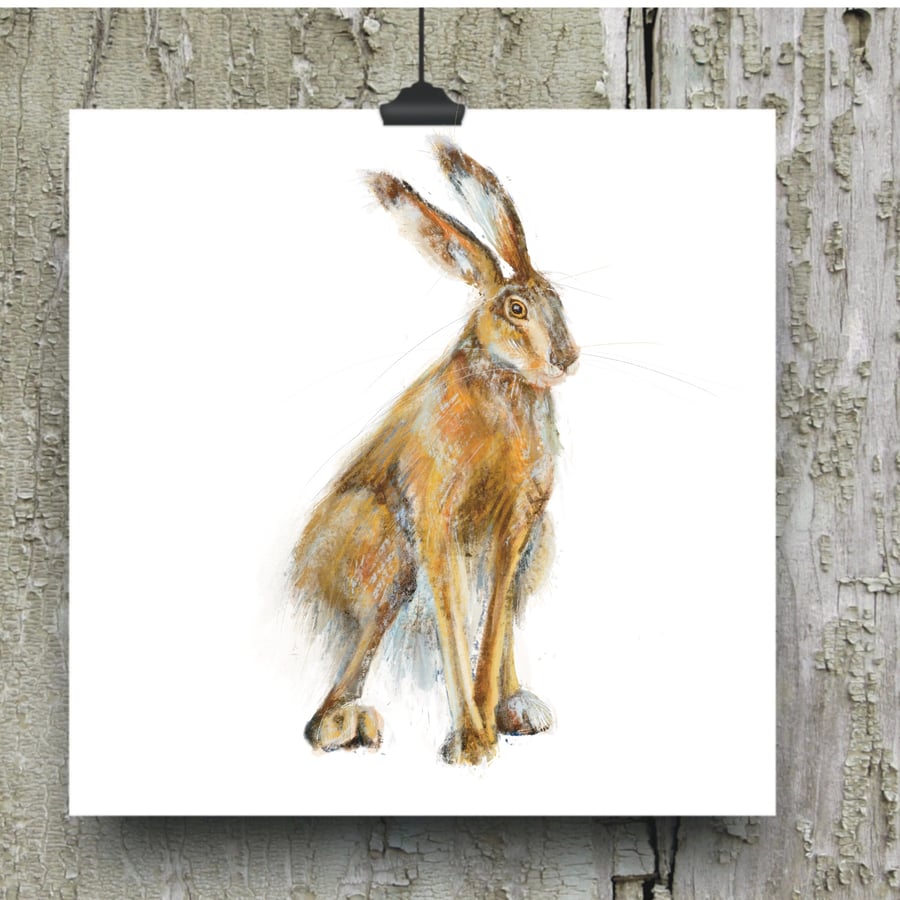  Hare Greeting Card - Fine Art Card - Hare print