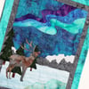 Northern Lights Reindeer Kit Art Quilt Wall Hanging 