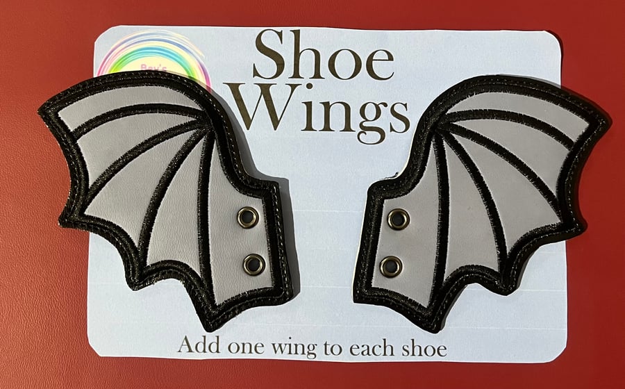 Bat Wings, light blue Embroidered shoe,boot wings