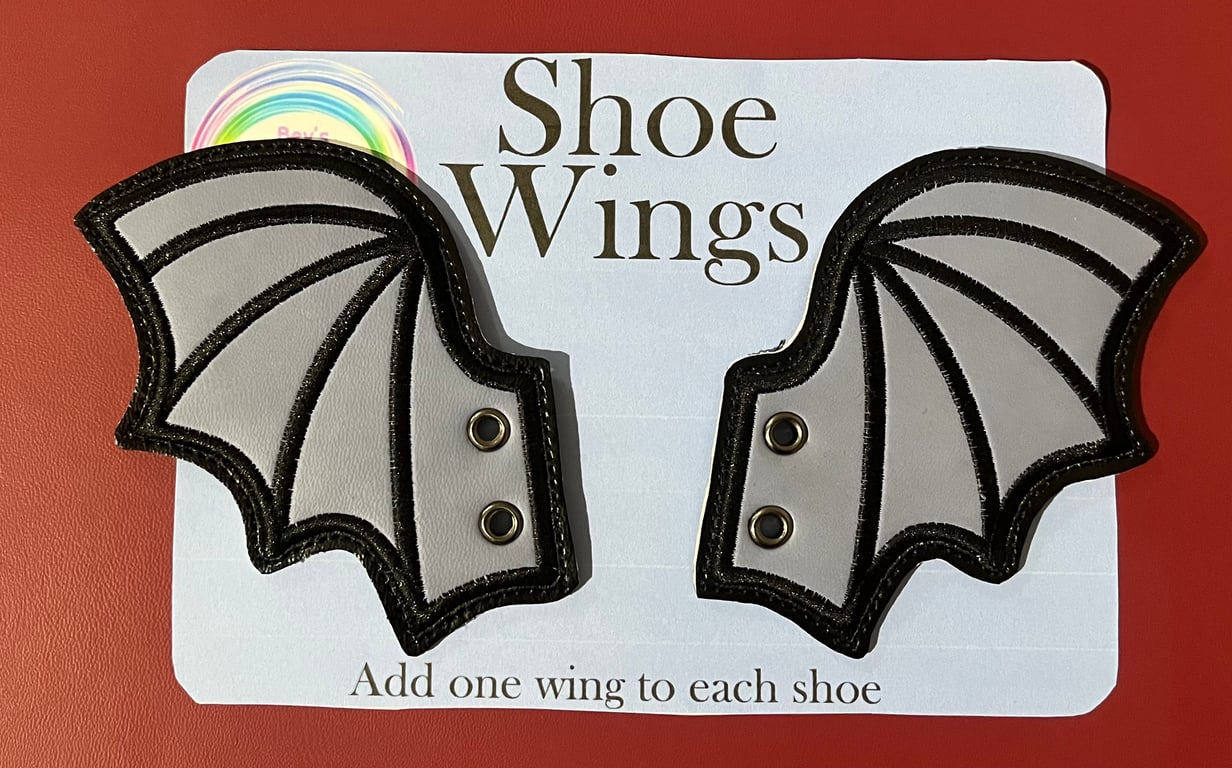 Bat Wings, light blue Embroidered shoe,boot wings
