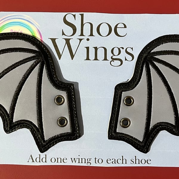 Bat Wings, light blue Embroidered shoe,boot wings
