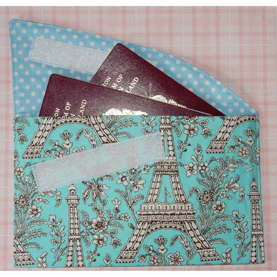 Travel wallet passport or document wallet Eiffel tower French theme
