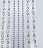 Assorted 26cm Purple Self Adhesive Acrylic Teardrop Gems and Pearls Embossed Str