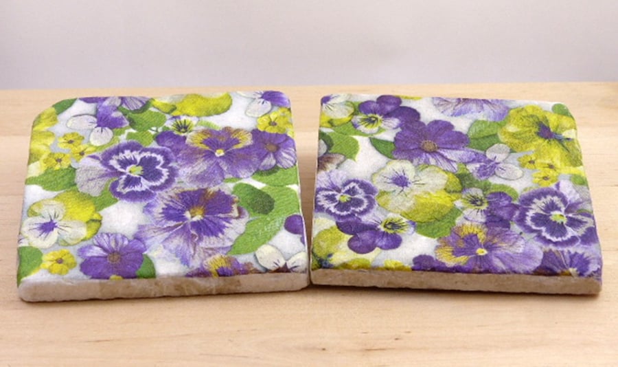 Marble 'Pansy' Coasters