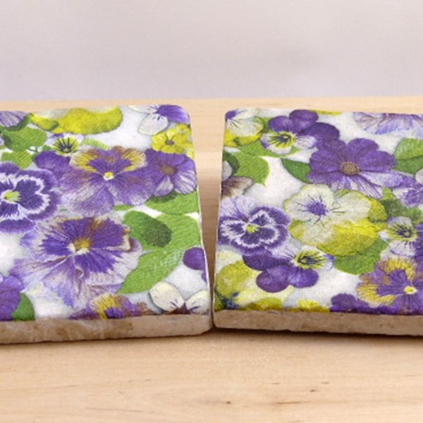 Marble 'Pansy' Coasters